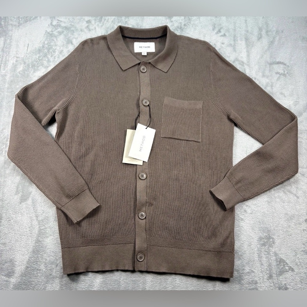Method Taupe Button-Up Cardigan